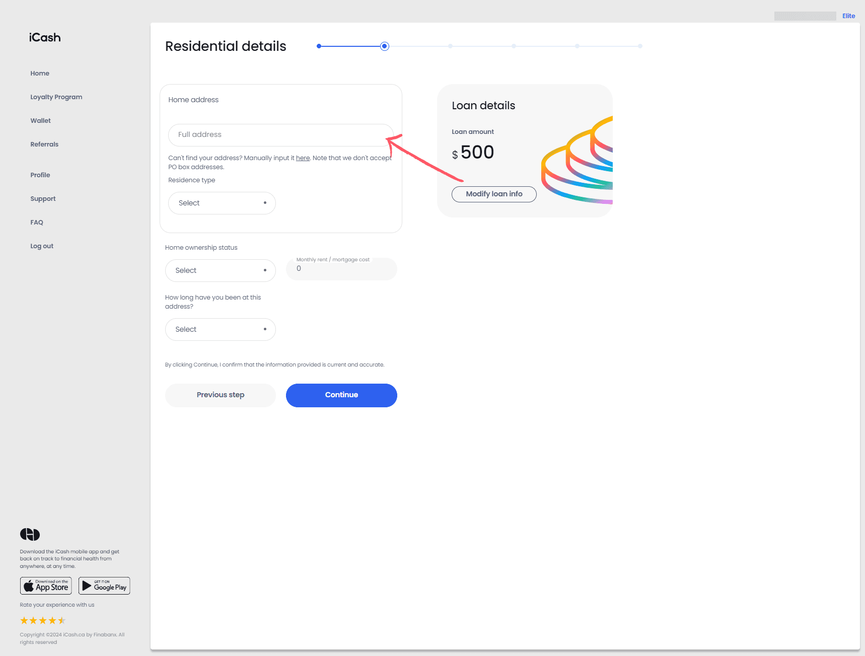 Step 4.2: Complete Residential Details - iCash Step 4.2: Complete Residential Details - iCash