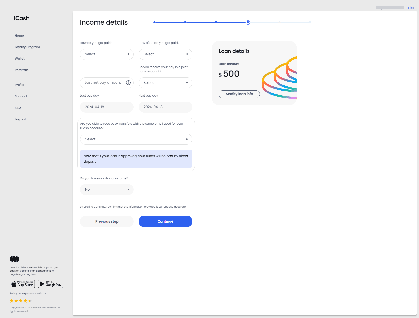Step 4.4: Complete Income Details Step 4.4: Complete Income Details